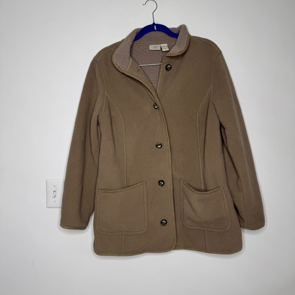 L.L. Bean Vintage Beige Fleece sherpa Outerwear barn coat - Picture 2 of 12